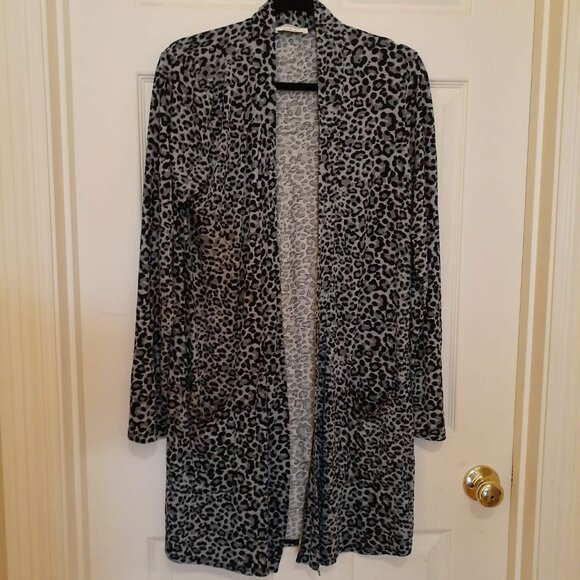 Zenana Tops - ZENANA Leopard Print Open Front Cardigan With Pockets